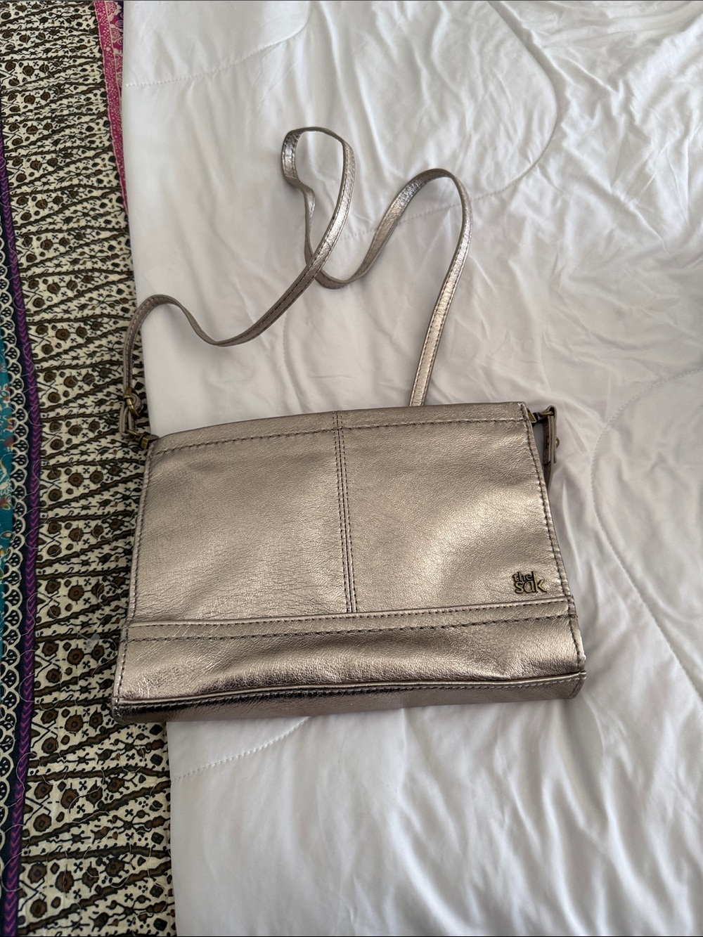 The Sak Metallic Silver Crossbody Bag